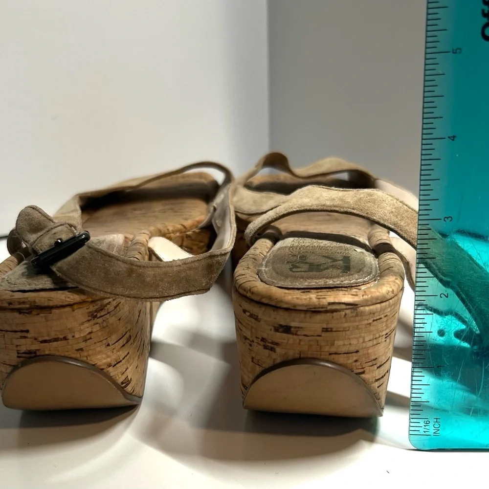 MRKT Women's Tan Suede Slingback Cork Platform Sandals in‎ Size 11